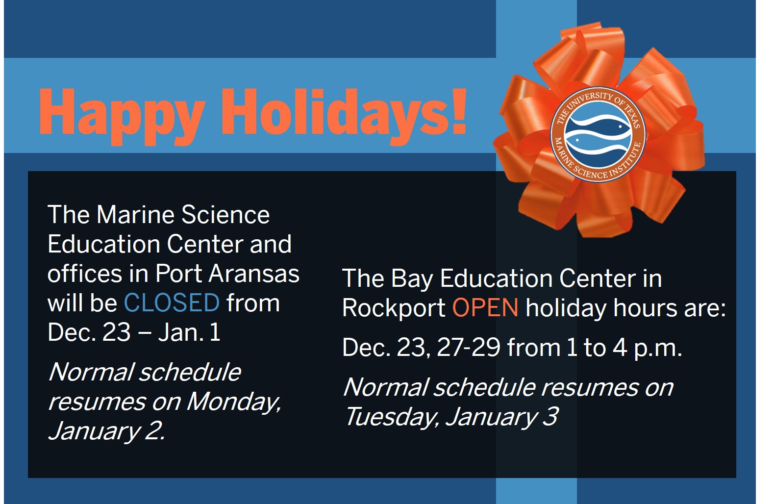 2016 winter holiday hours